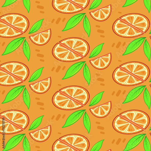 Pattern. Citrus fruits, orange. Vector illustration.