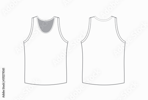 Sportswear Singlet Vector Illustration Sleeveless Shirt Editable Digital Cloths Template, Mens Wear Template