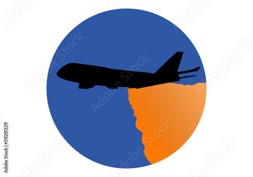 Icono de un avión contra incendios expulsando agua naranja