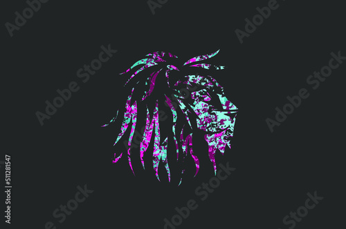 Colorful lion head