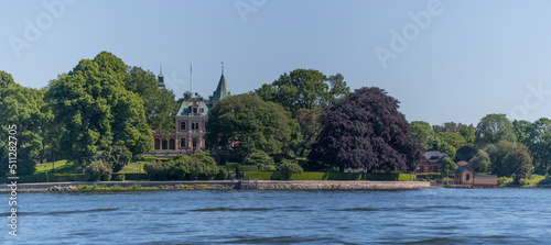 The point Täcka Udden on the island Djurgården a sunny summer day in Stockholm   photo