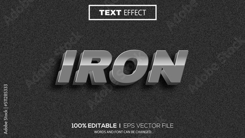 3d editable text effect iron theme premium vector