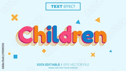 3d editable text effect children theme premium vector