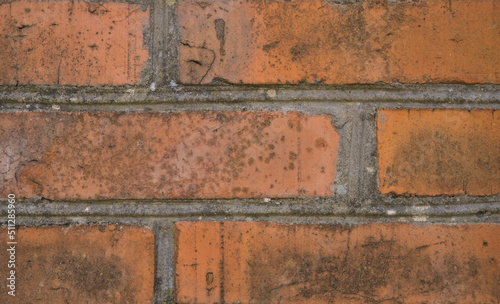 background with a close-up of some bricks in the wall. old shabby red bricks with space for text