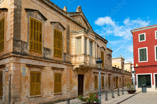 Plaza de Alfonso III o Plaza de las palmeras, en Ciutadella de Menorca (Islas Baleares, España) photo