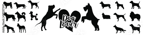 Love dog icon vector set. pet illustration sign collection. animal symbol or logo.
