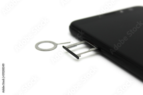 A picture of sim card tray with selective focus