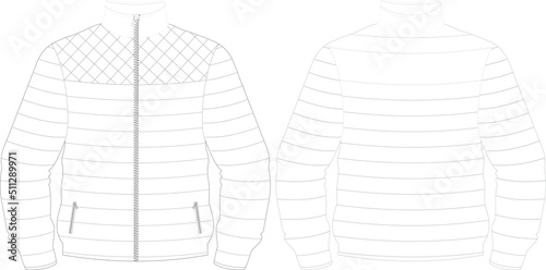 Sportswear Men Women Editable Vector, Puffy Jacket Vector Sketch Illustration, Street Wear Vector, Digital Cloths Illustration