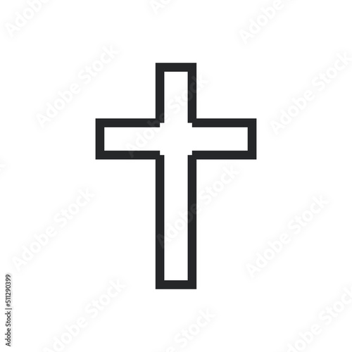 Cross religion god vector illustration icon. Symbol christianity and shape christian sign. Religious crucifix faith and catholicism black holy art. Spirituality element jesus design and isolated white