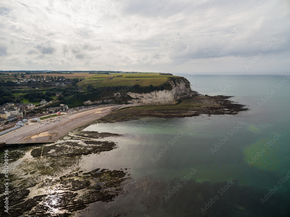 Obraz premium aerial view, étretat normandy, france. Falaises d'Étretat. Etretat France. Cliff of Étretat - Normandy France. 