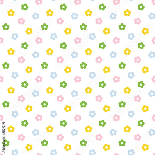 Wallpaper Mural Cute and simple colorful flowers seamless pattern background for spring and summer design.
 Torontodigital.ca