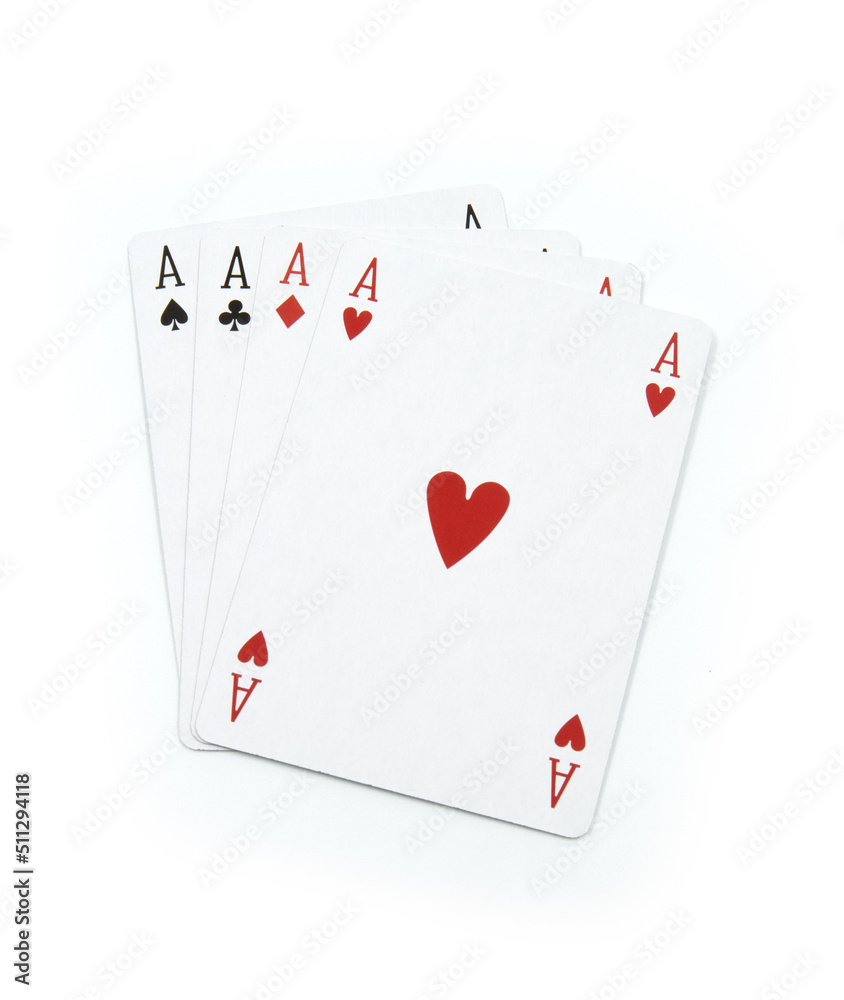 Heart four aces poker cards isolated on white background Heart four aces poker cards isolated on white background