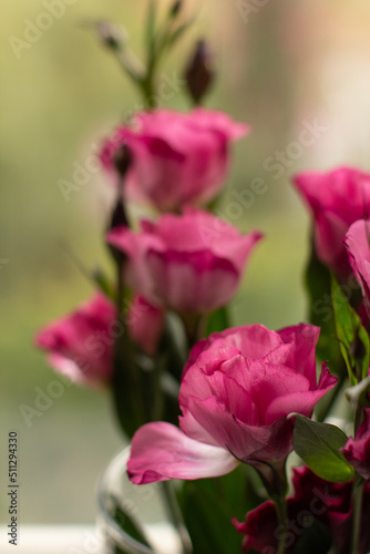 beauty bouquet in vase  pink eustoma