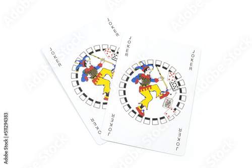 Joker playing card over the white background