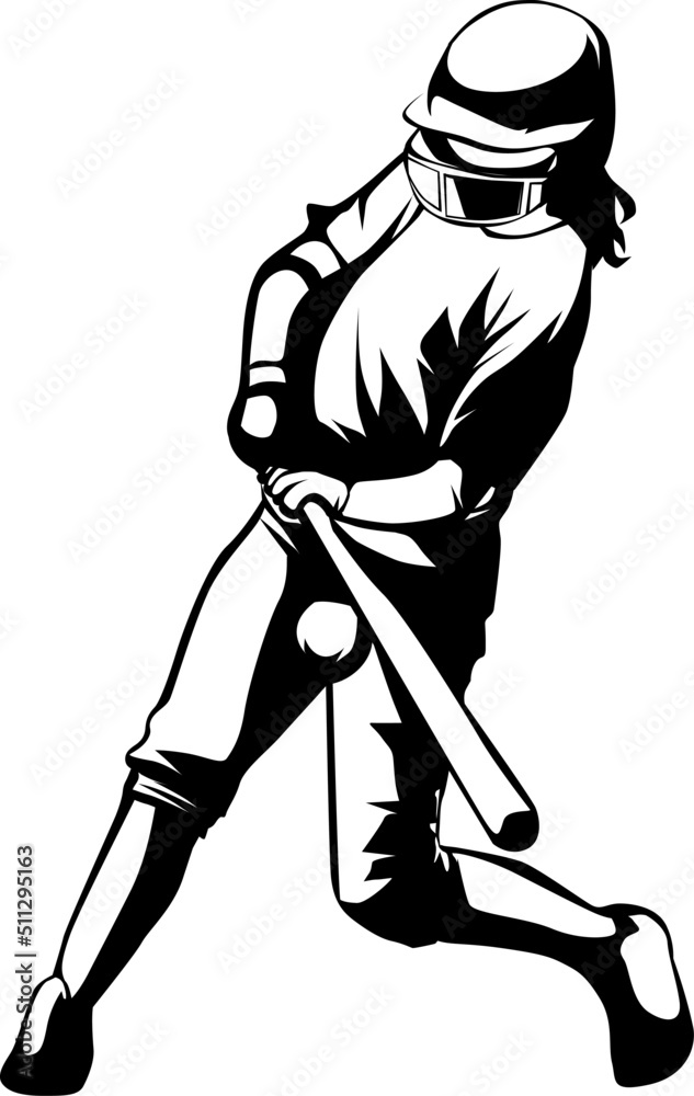 a vector silhouette illustration with a baseball athlete hitting the ball. a vector silhouette illustration with a baseball athlete hitting the ball.