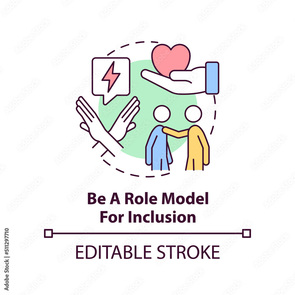 Be role model for inclusion concept icon. Show example. Supporting LGBT youth abstract idea thin line illustration. Isolated outline drawing. Editable stroke. Arial, Myriad Pro-Bold fonts used Be role model for inclusion concept icon. Show example. Supporting LGBT youth abstract idea thin line illustration. Isolated outline drawing. Editable stroke. Arial, Myriad Pro-Bold fonts used