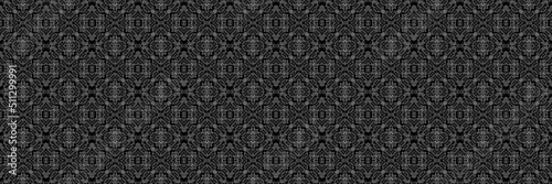 Black and white abstract background with a regular pattern. Horizontal banner for design, advertising, web.