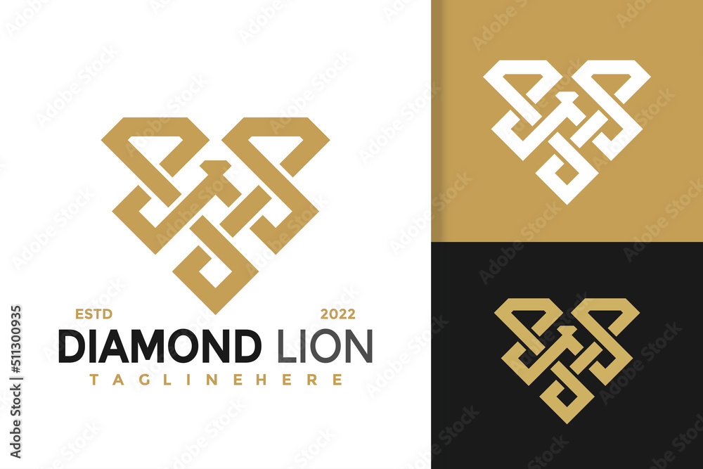 Obraz premium Luxury Lion Diamond Modern Logo Design Vector Template