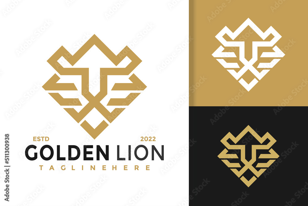 Golden Lion Mark Modern Logo Design  Vector Template