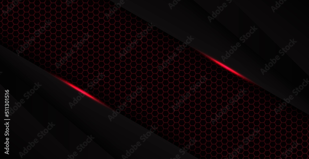 abstract red black space frame layout design tech triangle concept with hexagon texture background. eps10 vector