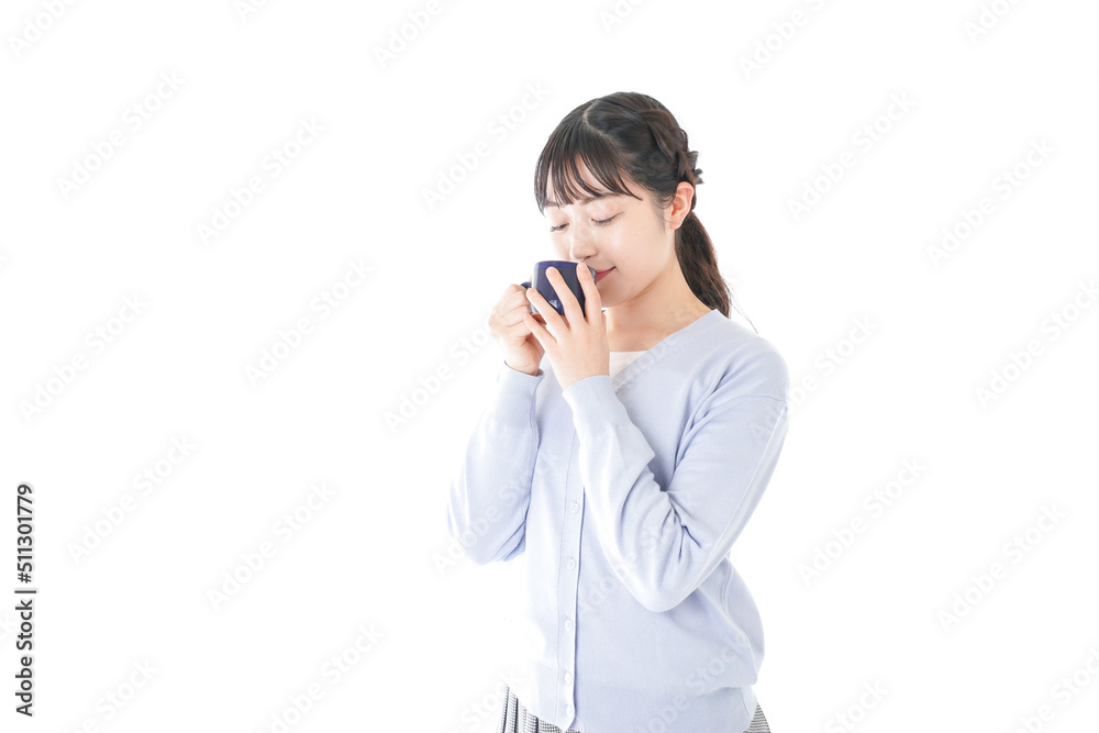 Young woman drinking coffee with cup Young woman drinking coffee with cup