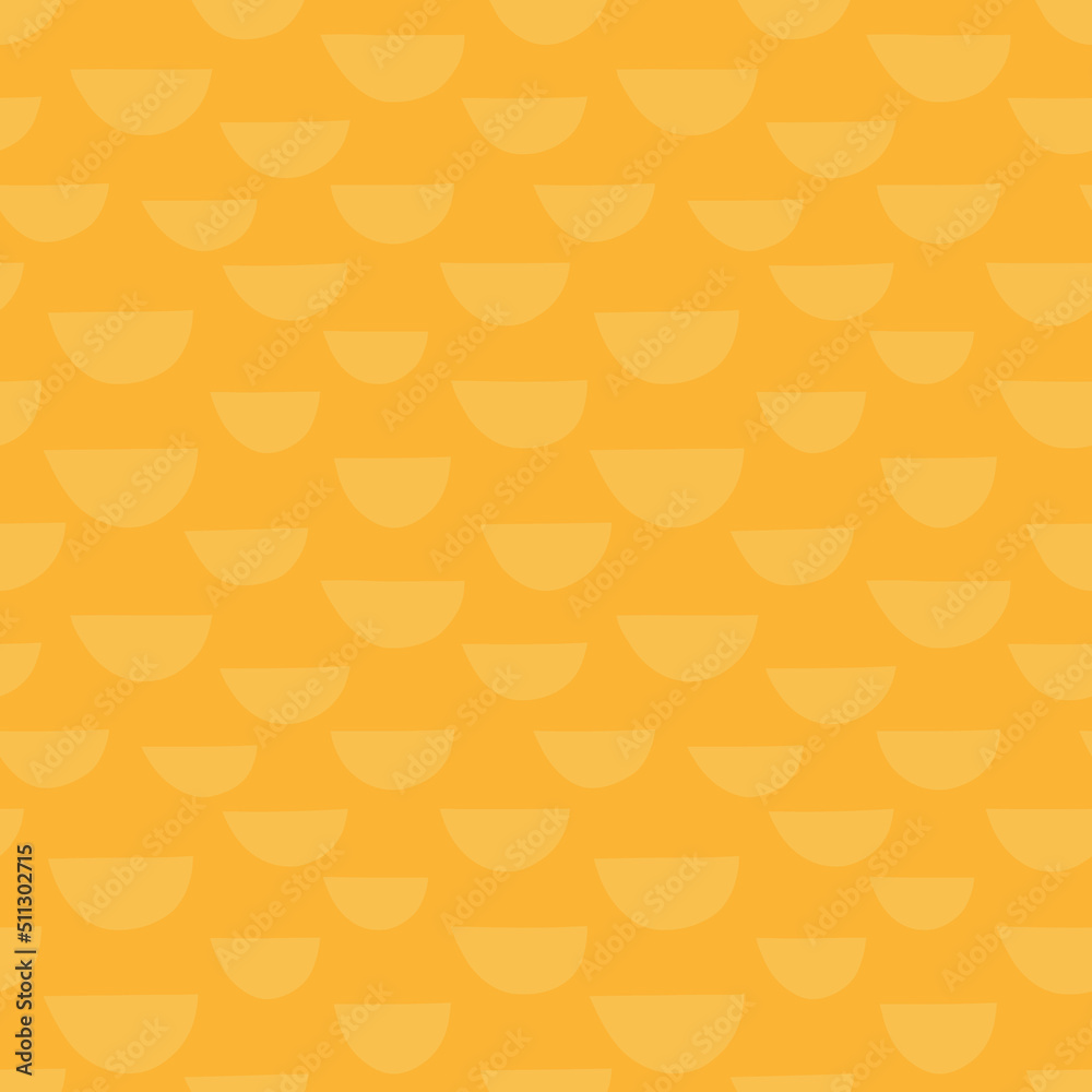 Vector seamless pattern with semicircle. Uneven flat half circles background. Bright yellow scale pattern. Vector seamless pattern with semicircle. Uneven flat half circles background. Bright yellow scale pattern.