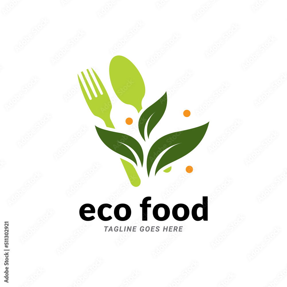Organic food logo. Eco food icon. Diet icon. Green food icon.