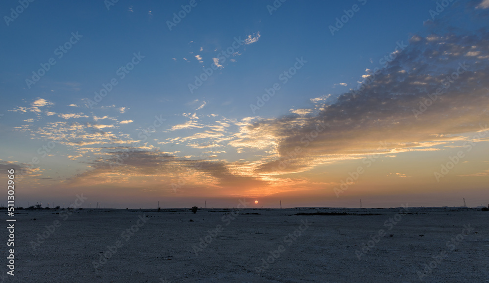 Sunset over Qatar desert