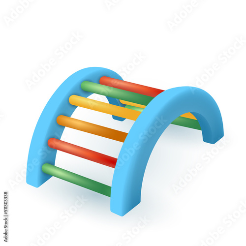 3d cartoon style children playground element icon. Colorful ladder for outdoor activity on white background flat vector illustration. Recreation, playtime, game, sport, kindergarten concept