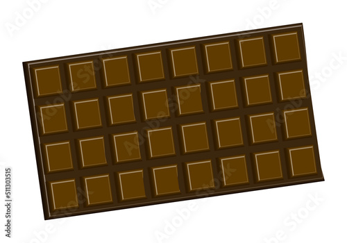 Tableta de chocolate negroe n fondo blanco.