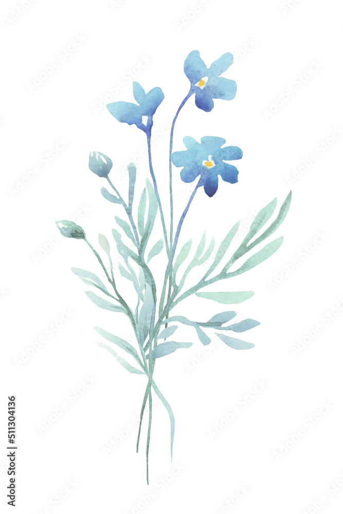 Wildflowers bouquet. Watercolor clipart