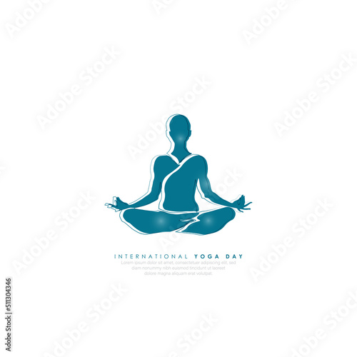 21 June- international yoga day, abstract woman in yoga body posture. 