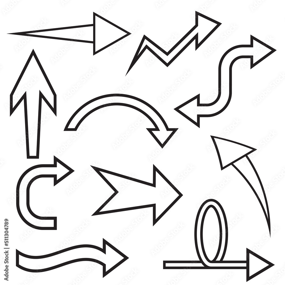 set of different arrow direction icon