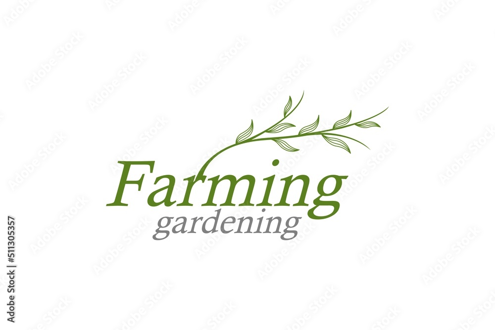 Fototapeta premium Farming green leaves logo design nature gardening organic growing icon symbol,