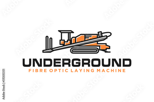 Fiber Optic underground horizontal drilling laying machine logo design excavator heavy equipment