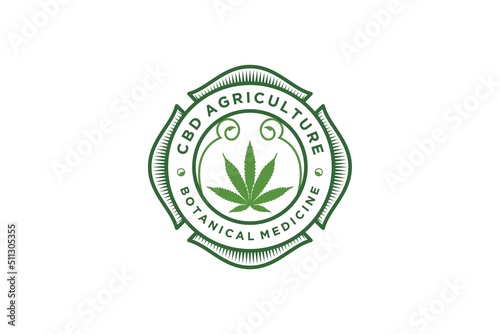 CBD cannabis hemp oil legal logo design emblem style badge symbol natural organic medical