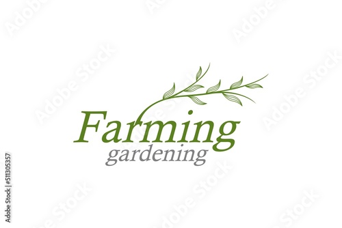 Farming green leaves logo design nature gardening organic growing icon symbol,