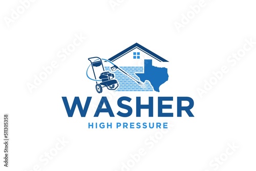 Power Wash logo high pressure water cleaner hydro jet washer emblem badge shape texas country