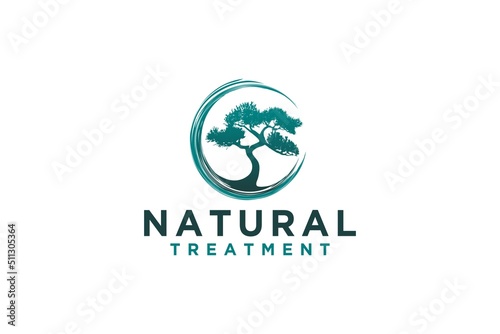 Bonsai juniper tree logo design mini decorative plants asian oriental japanese life icon