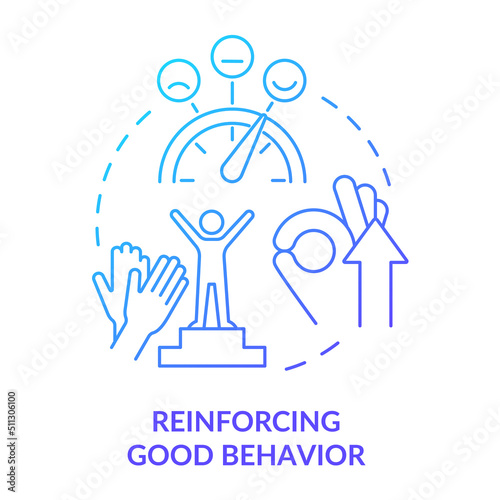 Reinforcing good behavior blue gradient concept icon. Praise and thank. Learning environment abstract idea thin line illustration. Isolated outline drawing. Myriad Pro-Bold fonts used
