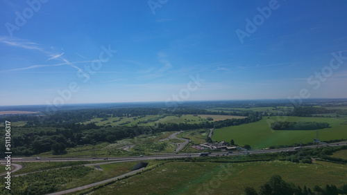 Gorgeous aerial view of British Motorways Junction 10 London Luton Airport J10 from Stockwood Park England photo