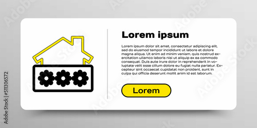 Line House with password notification icon isolated on white background. The concept of the house turnkey. Colorful outline concept. Vector