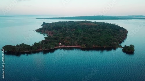 Drone view of the entire island of Banda (Sesse Islands), in Lake Victoria, Uganda. photo