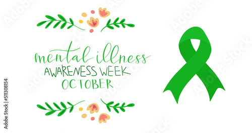 Mental Illness Awareness Week hand drawn brush lettering card template