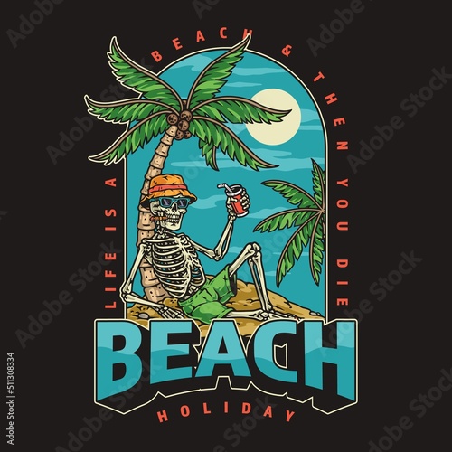 Bbeach holiday colorful vintage logotype