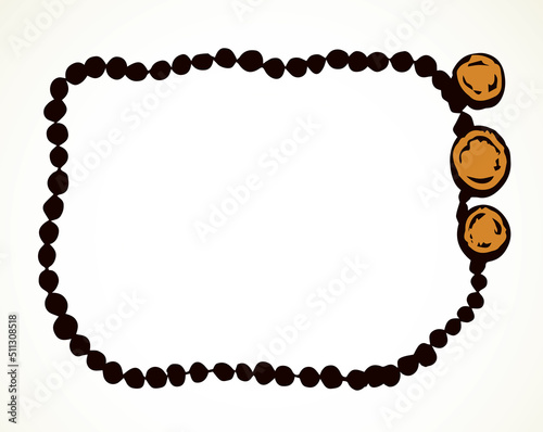 Antique beads. Vector drawing frame