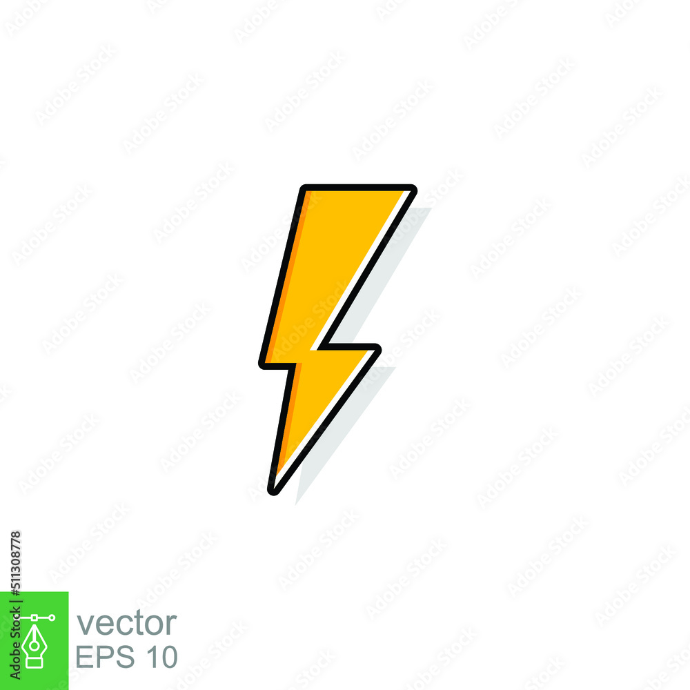 Thunder and bolt lighting flash icon. Flat style on white background. Vector illustration isolated. EPS 10. Thunder and bolt lighting flash icon. Flat style on white background. Vector illustration isolated. EPS 10.