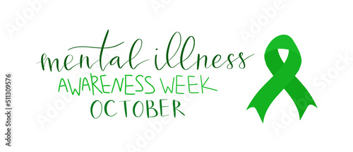 Mental Illness Awareness Week hand drawn brush lettering card template