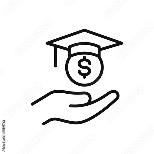 Student loans. Academic scholarship line icon isolated on white background. Vector illustration