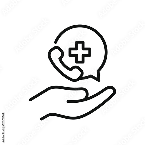 Medical help icon line style isolated on white background. Vector illustration